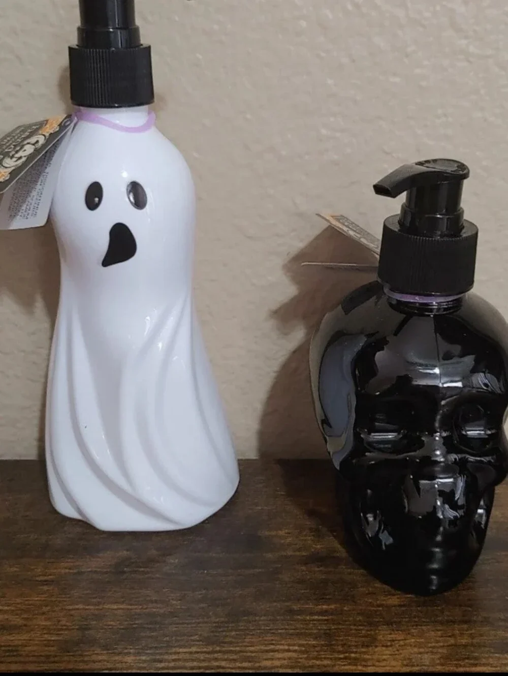 Cool Spooky 2pc-SET Halloween GHOST & SKULL Refillable PLASTIC Dispenser Scented